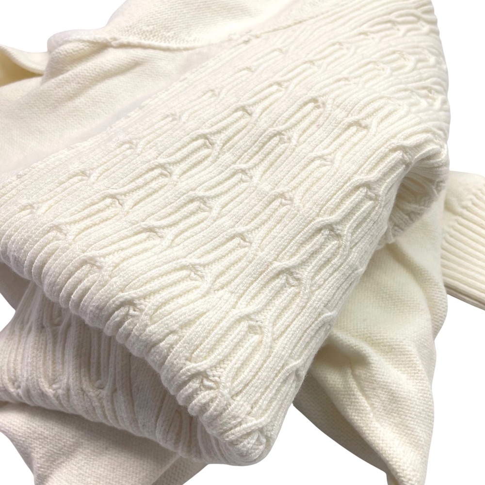 NWT Pilcro Anthropologie Cable Knit Long Swing Sweater Mock Neck Ivory L $138 - Picture 6 of 11